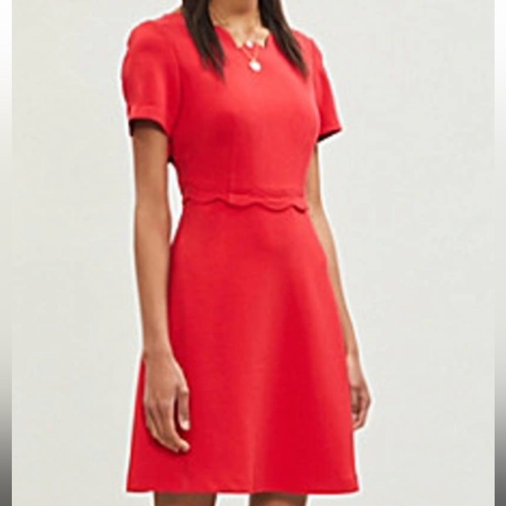 Claudia Pierlot red dress scallop edge